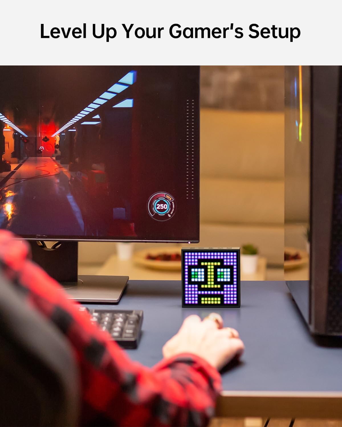 Timebox Evo -- Pixel Art Bluetooth Speaker with 16X16 LED Display APP Control - Cool Animation Frame & Gaming Room Setup & Bedside Alarm Clock- Black