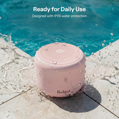 Portable Bluetooth Speakers with Strap Easy to Carry, Wireless IPX5 Waterproof Mini Speaker with Loud Stereo Sound, 20 Hours Playtime, Rechargeable Battery, Built-In Microphone, Pink