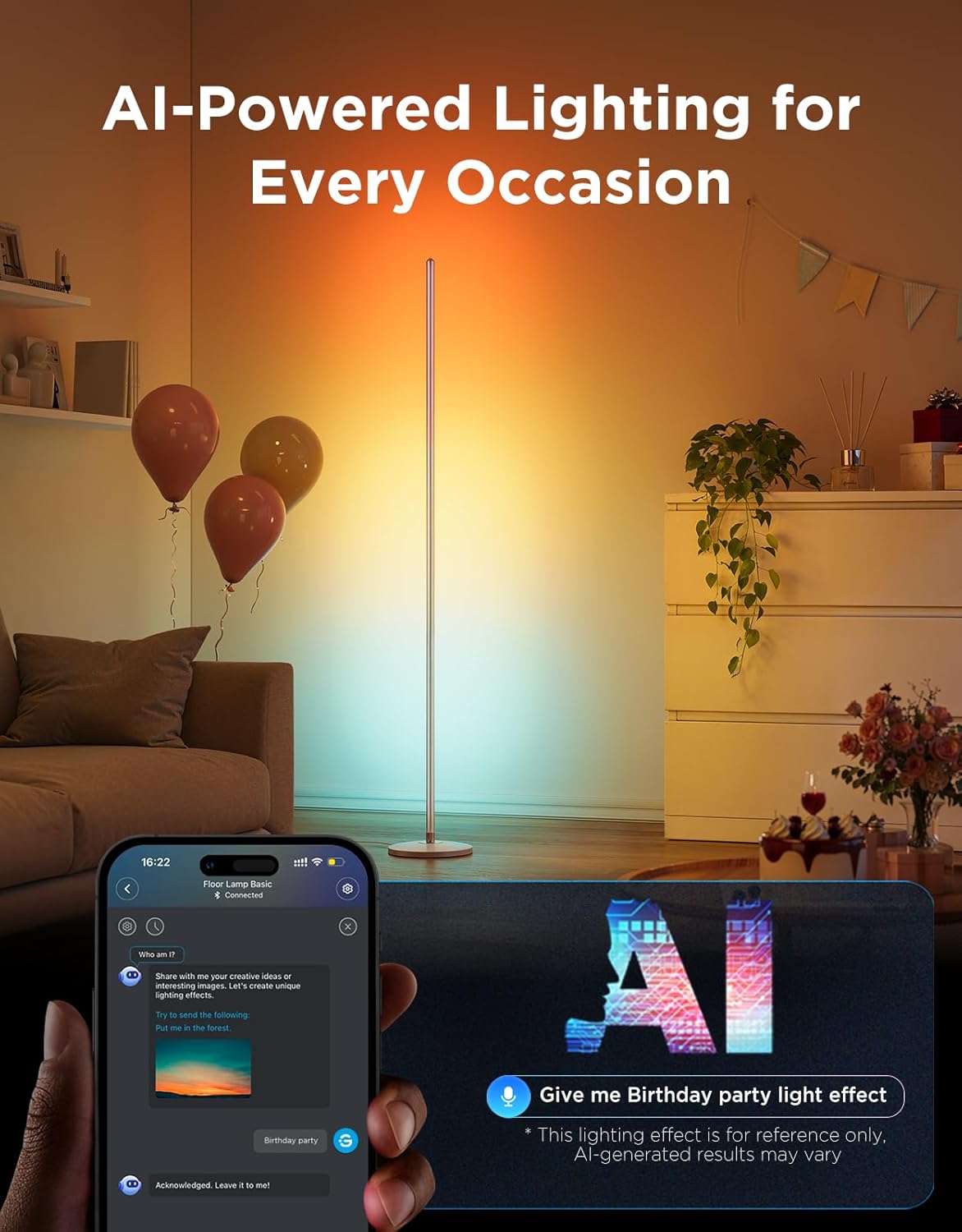 RGBIC Floor Lamp, LED Corner Lamp Works with Alexa, Smart Modern Floor Lamp with Music Sync and 16 Million DIY Colors, Color Changing Standing Lamp for Bedroom Living Room Silver