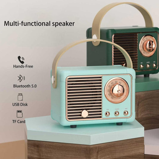 Retro Bluetooth Speaker, Vintage Decor, Small Wireless Bluetooth Speaker, Cute Old Fashion Style for Kitchen Desk Bedroom Office Party Outdoor,Birthday Gifts for Women Teenage